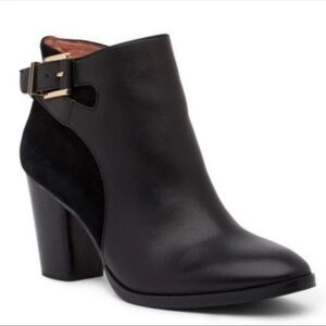 Louise et Cie Vasca Almond Toe Bootie Black Leather & Suede size 7